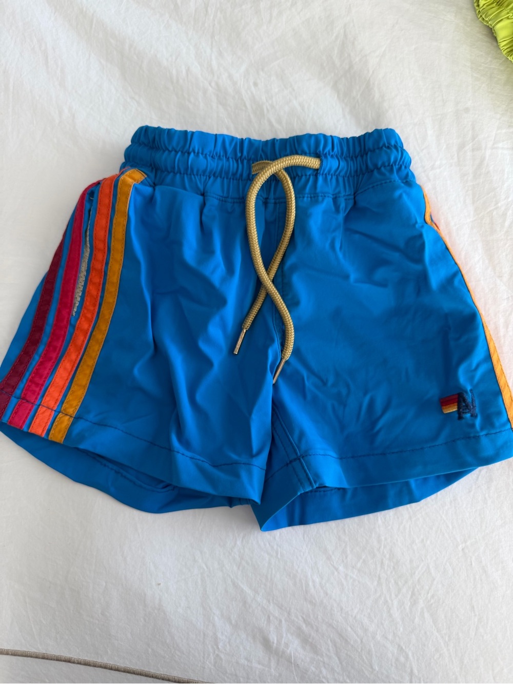 Aviator Nation Kids Blue Shorts with Rainbow Side Stripes